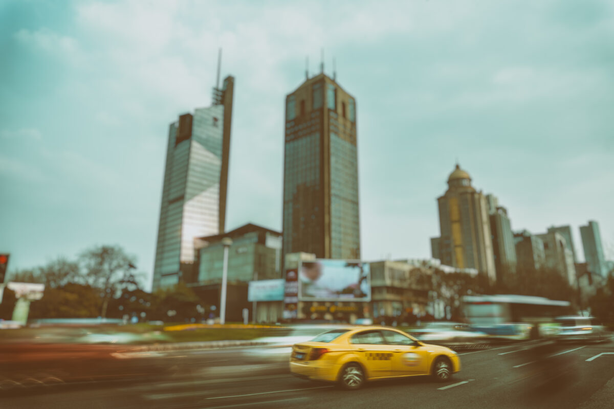 Yellow Taxi in City Traffic